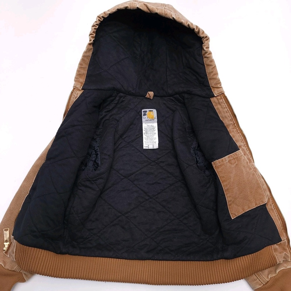 Carhartt Youth Boys Jacket Coat Hood Quilt Lined Duct‎ Brown Med (8) - Picture 4 of 8